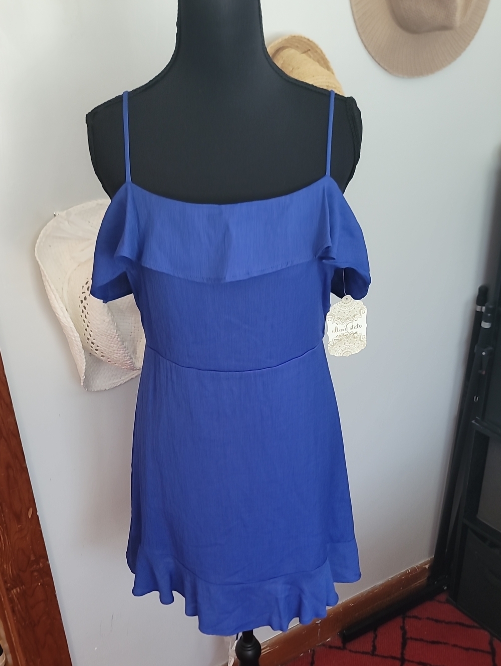 Altar'd State Royal Blue Ruffle Strap Mini Dress
